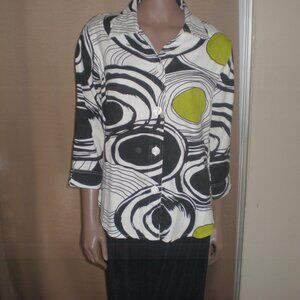 Parsley and Sage Abstract Art Cotton Shirt Jacket Large